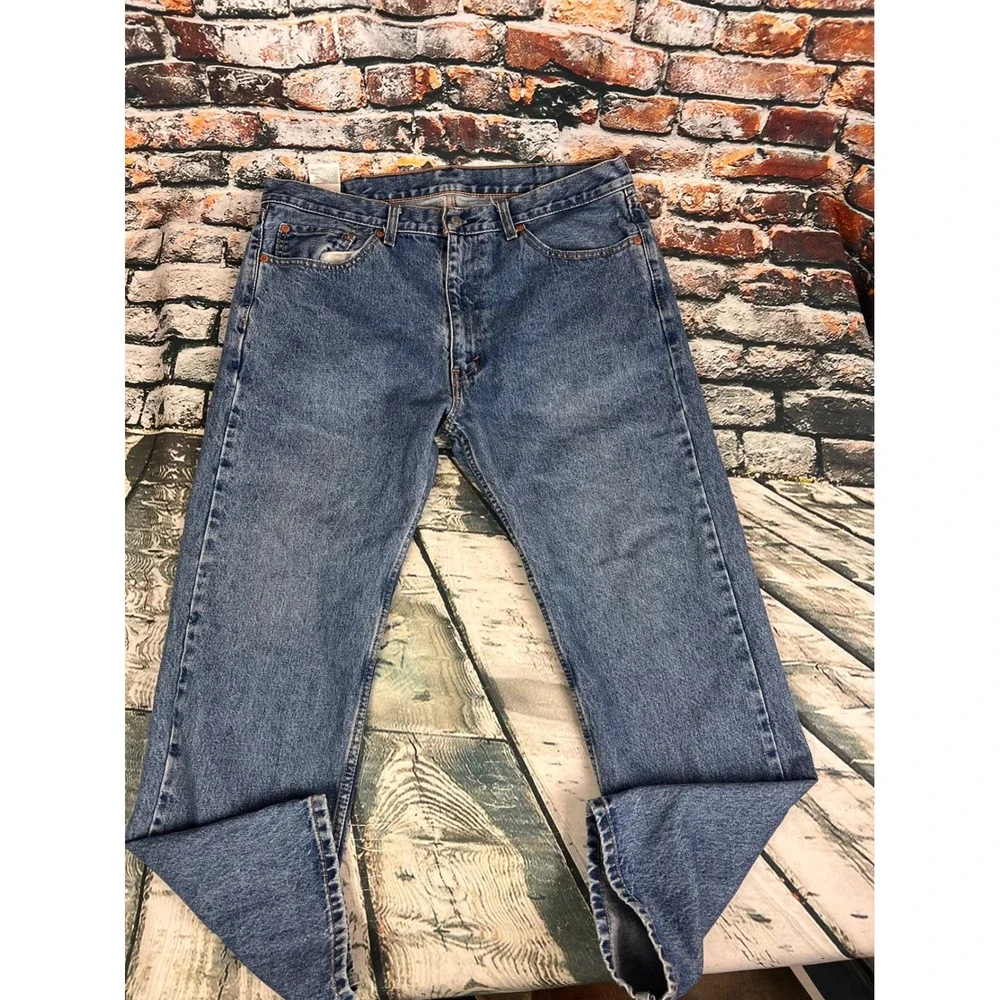 Levis 505 Regular Fit Straight Leg Mens Jeans 38x30 Medium Wash Blue Denim